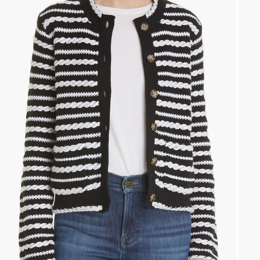 La Ligne DARK NAVY  and WHITE Striped Women's Sweater NEW